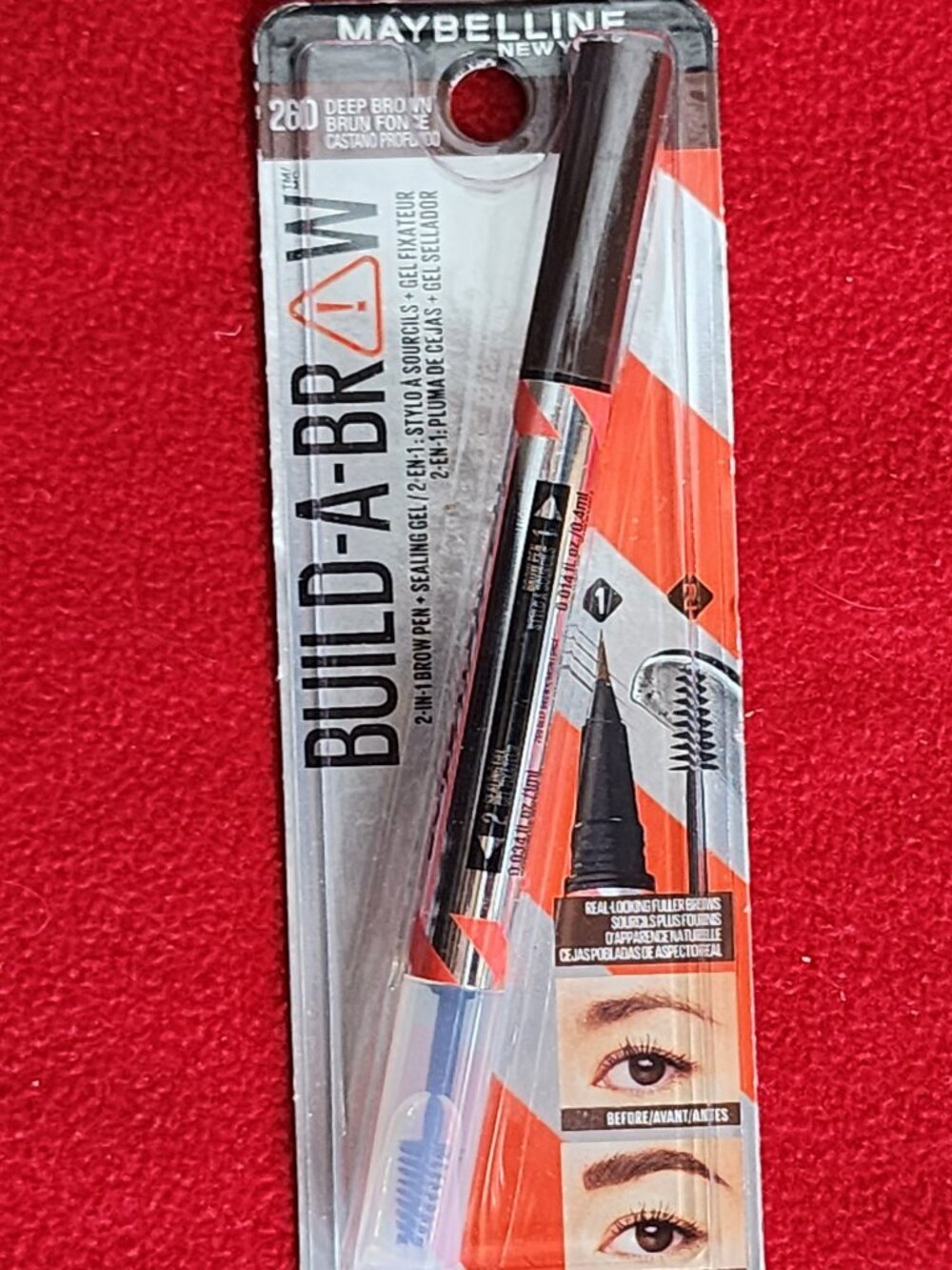 Maybelline New York Build-A-Brow 2-N-1 Brow Pen Sealing Gel Color 260 Deep Brown